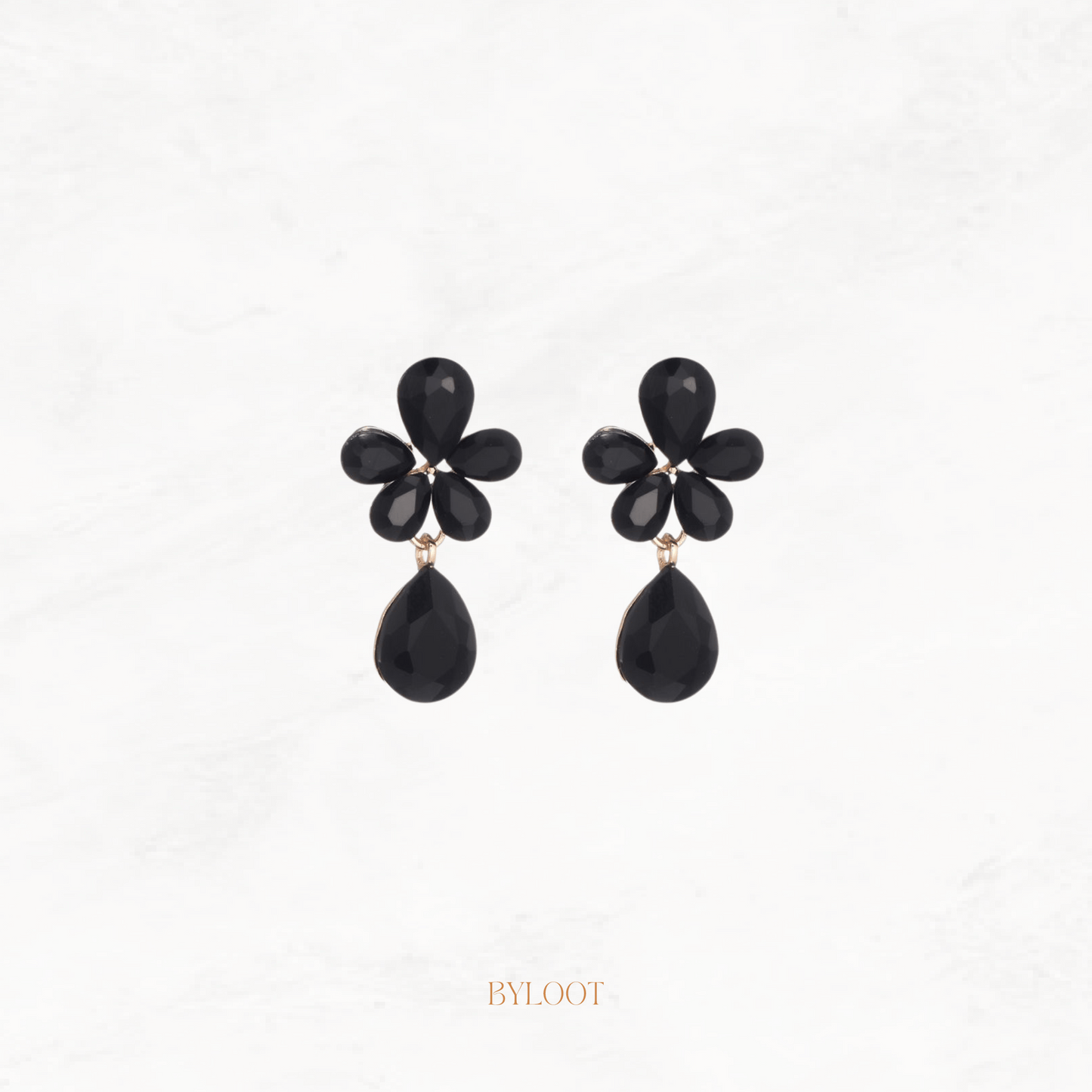 Black flower statement earring